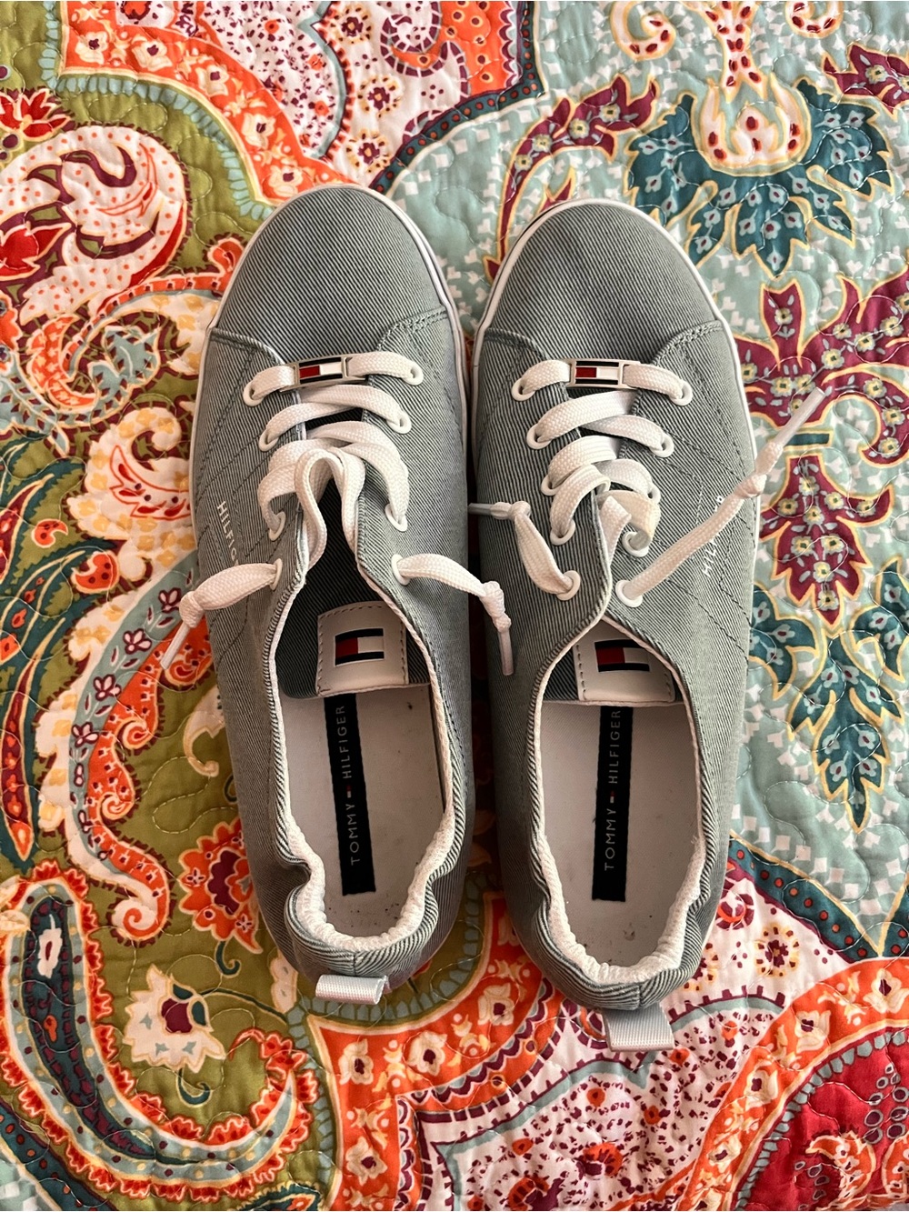 Tommy Hilfiger Light Grayish blue Canvas Sneakers with White Laces